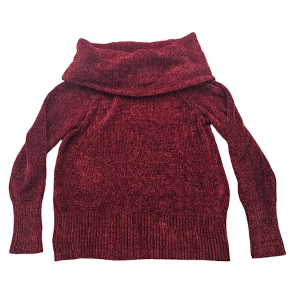 White House Black Market Women XL Red Chenille Cowl Neck Pullover Sweater